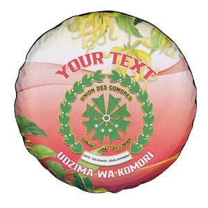 Personalized Comoros Spare Tire Cover Coat Of Arms Mix Ylang Ylang Flower