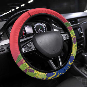 Comoros Steering Wheel Cover Coat Of Arms Mix Ylang Ylang Flower