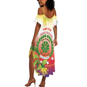 Personalized Comoros Summer Maxi Dress Coat Of Arms Mix Ylang Ylang Flower