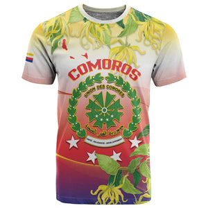 Personalized Comoros T shirt Coat Of Arms Mix Ylang Ylang Flower