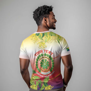 Personalized Comoros T shirt Coat Of Arms Mix Ylang Ylang Flower