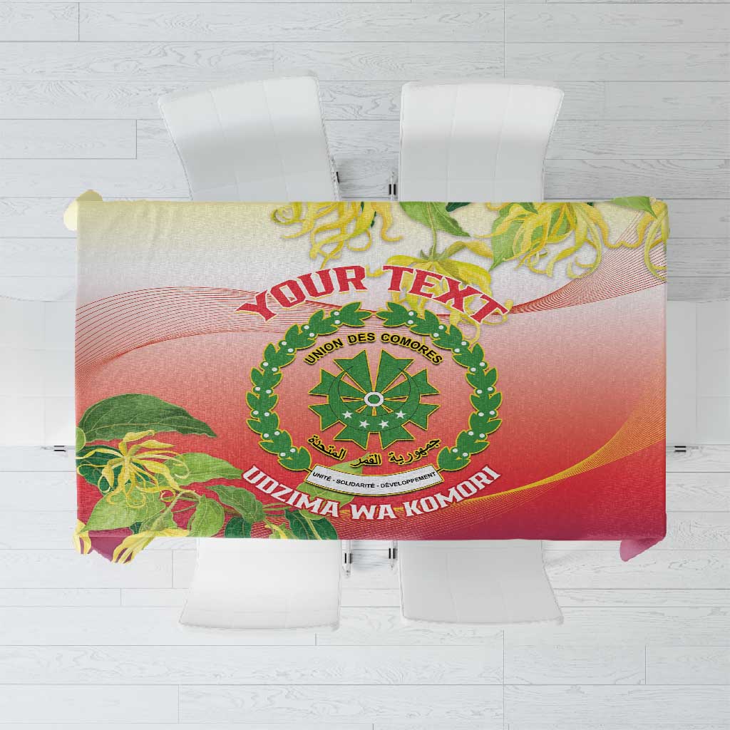 Personalized Comoros Tablecloth Coat Of Arms Mix Ylang Ylang Flower