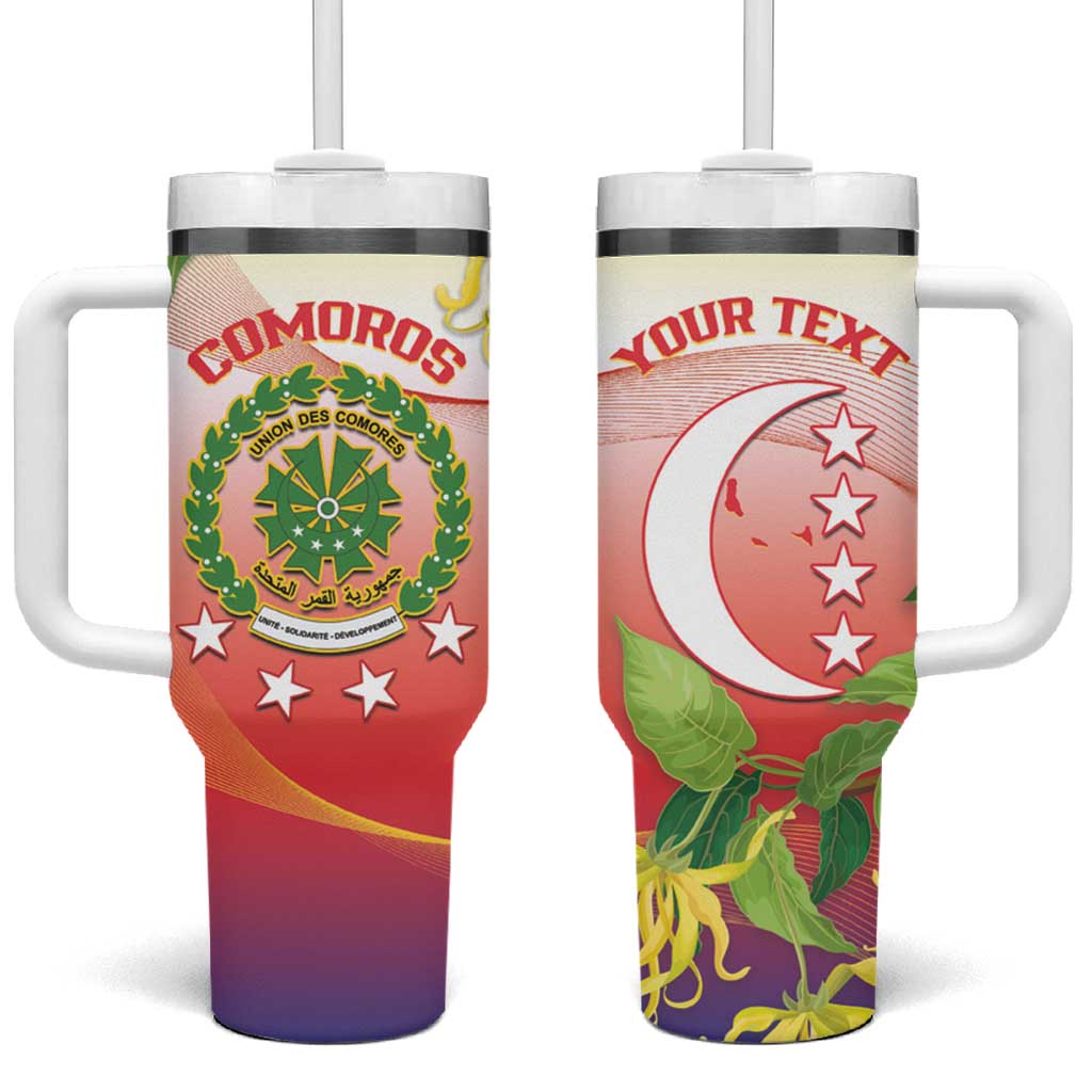 Personalized Comoros Tumbler With Handle Coat Of Arms Mix Ylang Ylang Flower