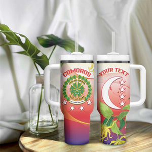 Personalized Comoros Tumbler With Handle Coat Of Arms Mix Ylang Ylang Flower