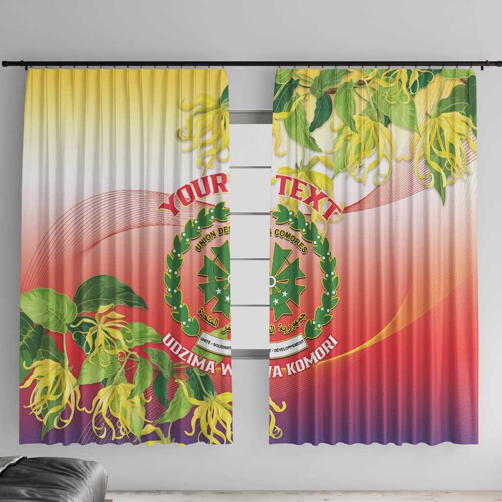 Personalized Comoros Window Curtain Coat Of Arms Mix Ylang Ylang Flower