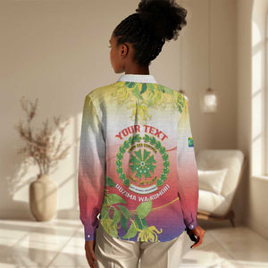 Personalized Comoros Women Casual Shirt Coat Of Arms Mix Ylang Ylang Flower