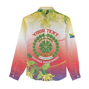 Personalized Comoros Women Casual Shirt Coat Of Arms Mix Ylang Ylang Flower