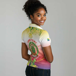 Personalized Comoros Women Polo Shirt Coat Of Arms Mix Ylang Ylang Flower