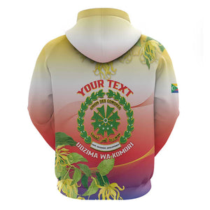 Personalized Comoros Zip Hoodie Coat Of Arms Mix Ylang Ylang Flower