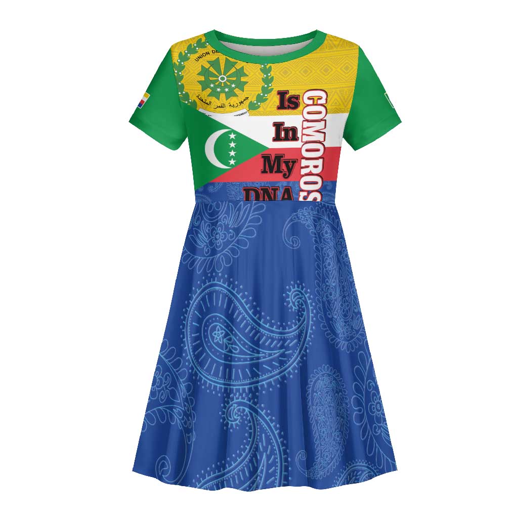 Afro Paisley Udzima wa Komori Kid Short Sleeve Dress Comoros Is In My DNA