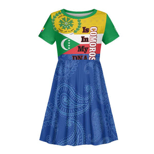 Afro Paisley Udzima wa Komori Kid Short Sleeve Dress Comoros Is In My DNA