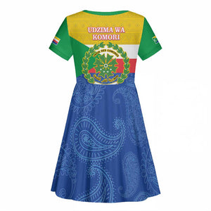 Afro Paisley Udzima wa Komori Kid Short Sleeve Dress Comoros Is In My DNA