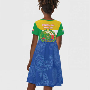 Afro Paisley Udzima wa Komori Kid Short Sleeve Dress Comoros Is In My DNA