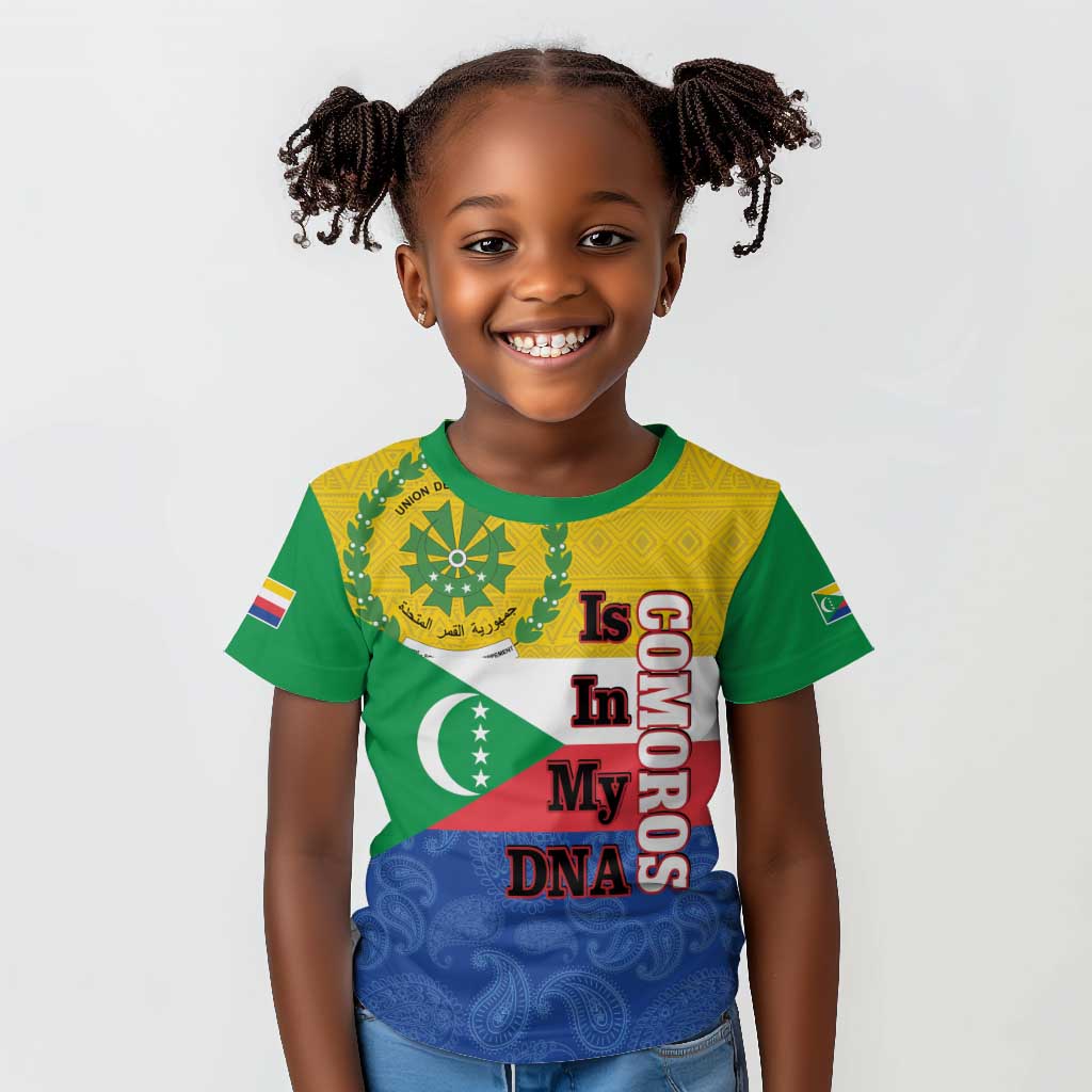 Afro Paisley Udzima wa Komori Kid T shirt Comoros Is In My DNA