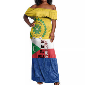 Afro Paisley Udzima wa Komori Off Shoulder Maxi Dress Comoros Is In My DNA