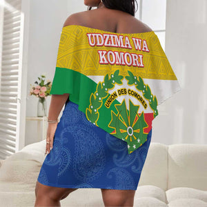 Afro Paisley Udzima wa Komori Off Shoulder Short Dress Comoros Is In My DNA