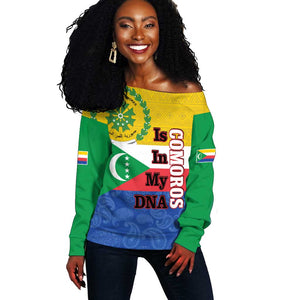 Afro Paisley Udzima wa Komori Off Shoulder Sweater Comoros Is In My DNA