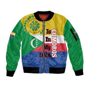 Afro Paisley Udzima wa Komori Sleeve Zip Bomber Jacket Comoros Is In My DNA