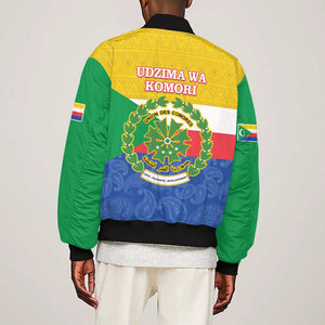 Afro Paisley Udzima wa Komori Sleeve Zip Bomber Jacket Comoros Is In My DNA