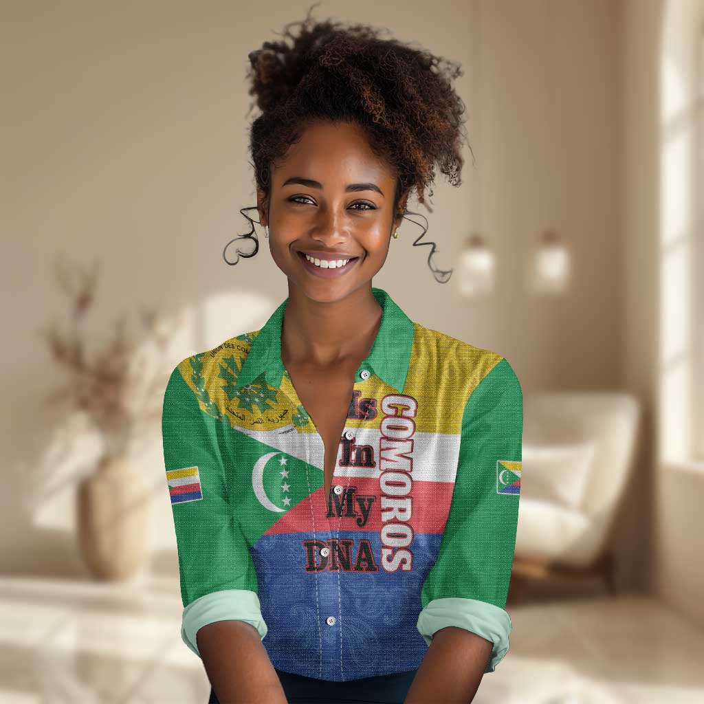 Afro Paisley Udzima wa Komori Women Casual Shirt Comoros Is In My DNA