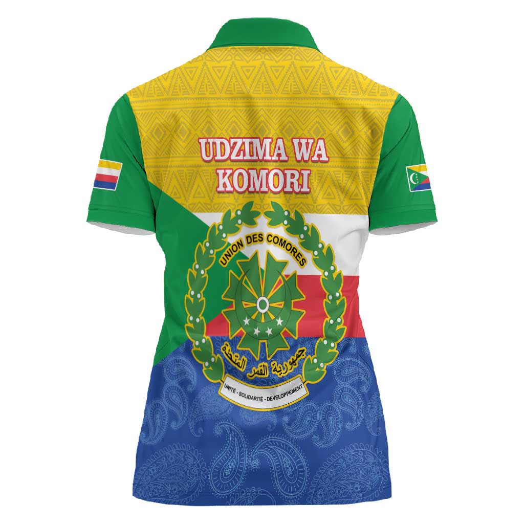 Afro Paisley Udzima wa Komori Women Polo Shirt Comoros Is In My DNA
