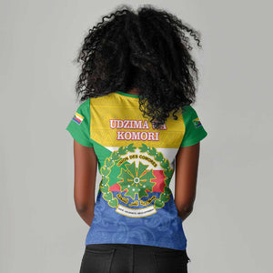 Afro Paisley Udzima wa Komori Women V-Neck T-Shirt Comoros Is In My DNA