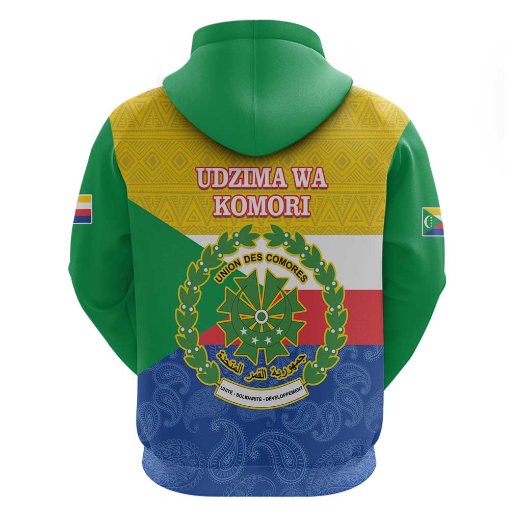 Afro Paisley Udzima wa Komori Zip Hoodie Comoros Is In My DNA