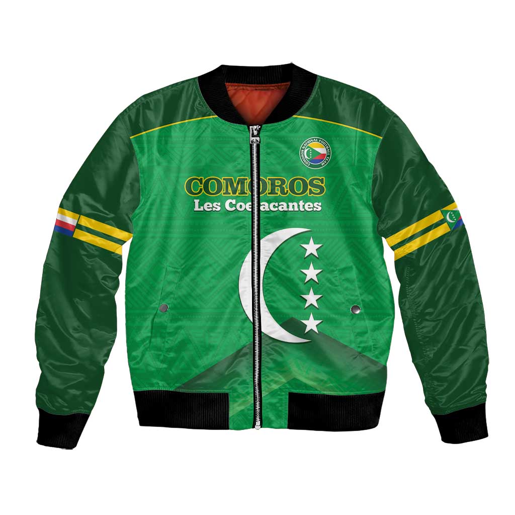 Custom Comoros Football Bomber Jacket Allez Les Coelacantes