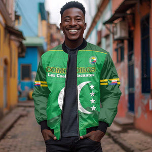 Custom Comoros Football Bomber Jacket Allez Les Coelacantes