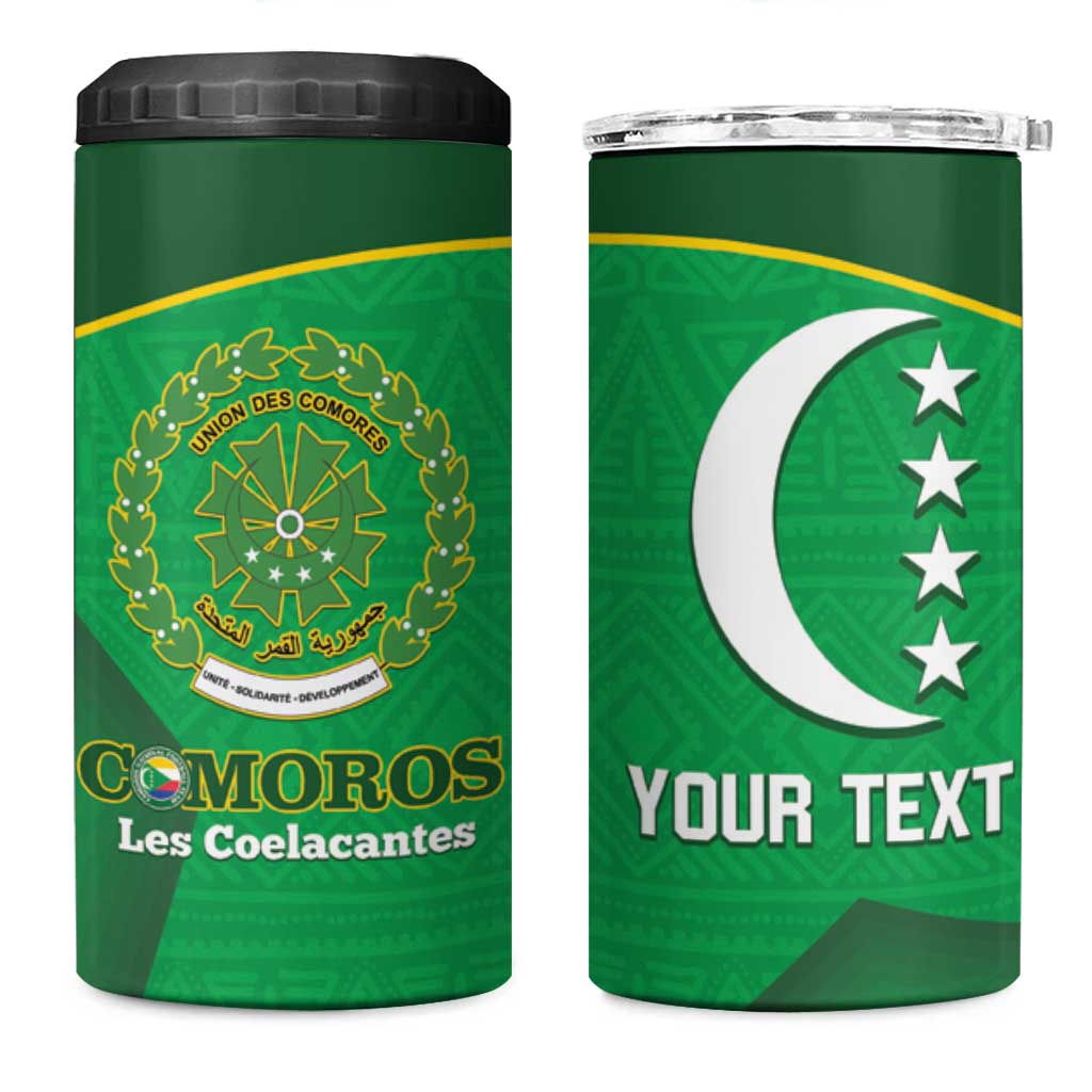 Custom Comoros Football 4 in 1 Can Cooler Tumbler Allez Les Coelacantes