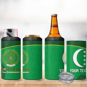 Custom Comoros Football 4 in 1 Can Cooler Tumbler Allez Les Coelacantes