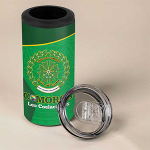 Custom Comoros Football 4 in 1 Can Cooler Tumbler Allez Les Coelacantes