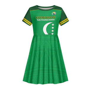 Custom Comoros Football Kid Short Sleeve Dress Allez Les Coelacantes