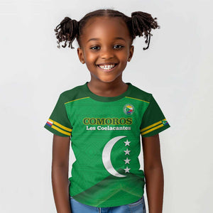 Custom Comoros Football Kid T shirt Allez Les Coelacantes