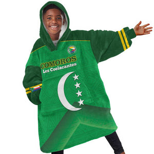 Custom Comoros Football Kid Wearable Blanket Hoodie Allez Les Coelacantes