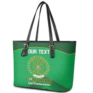 Custom Comoros Football Leather Tote Bag Allez Les Coelacantes