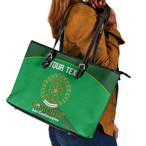 Custom Comoros Football Leather Tote Bag Allez Les Coelacantes