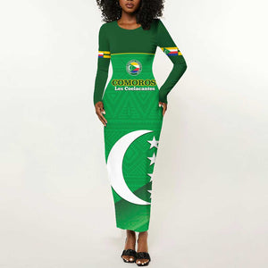 Custom Comoros Football Long Sleeve Bodycon Dress Allez Les Coelacantes