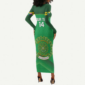 Custom Comoros Football Long Sleeve Bodycon Dress Allez Les Coelacantes