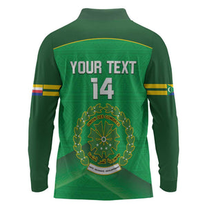 Custom Comoros Football Long Sleeve Polo Shirt Allez Les Coelacantes