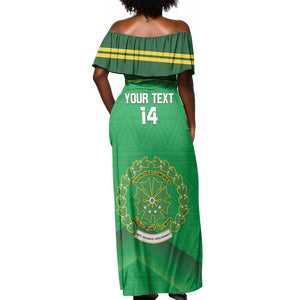 Custom Comoros Football Off Shoulder Maxi Dress Allez Les Coelacantes