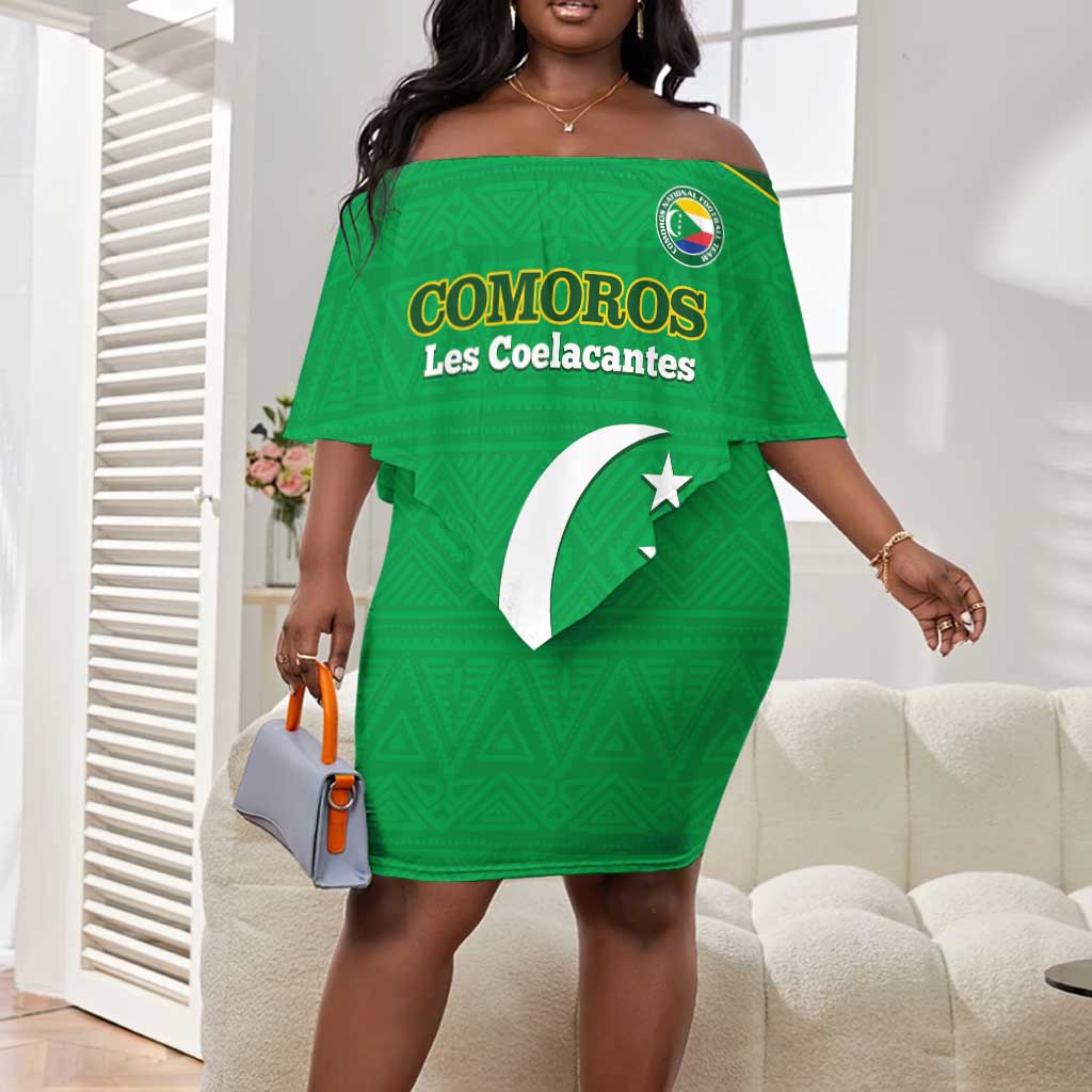 Custom Comoros Football Off Shoulder Short Dress Allez Les Coelacantes