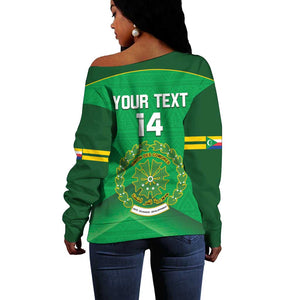 Custom Comoros Football Off Shoulder Sweater Allez Les Coelacantes