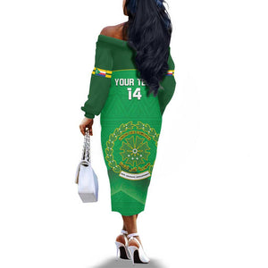 Custom Comoros Football Off The Shoulder Long Sleeve Dress Allez Les Coelacantes