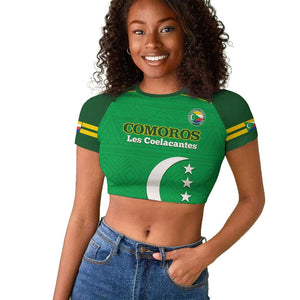 Custom Comoros Football Raglan Cropped T shirt Allez Les Coelacantes