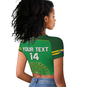 Custom Comoros Football Raglan Cropped T shirt Allez Les Coelacantes