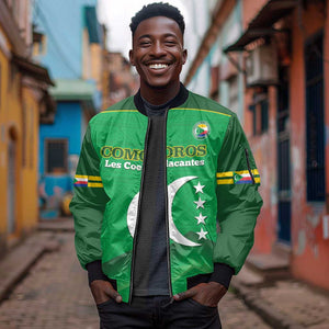 Custom Comoros Football Sleeve Zip Bomber Jacket Allez Les Coelacantes