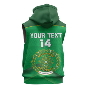 Custom Comoros Football Sleeveless Hoodie Allez Les Coelacantes - African Pride