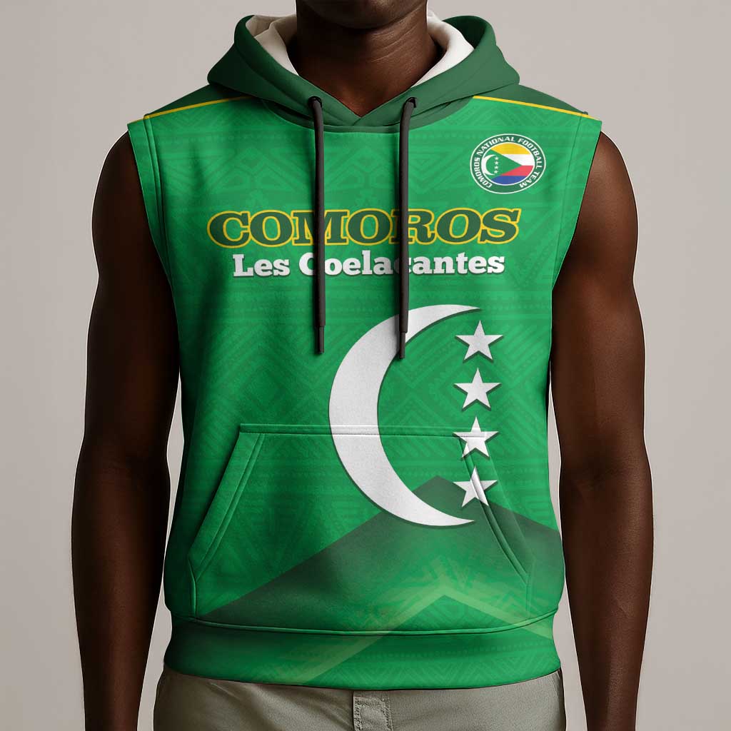 Custom Comoros Football Sleeveless Hoodie Allez Les Coelacantes - African Pride