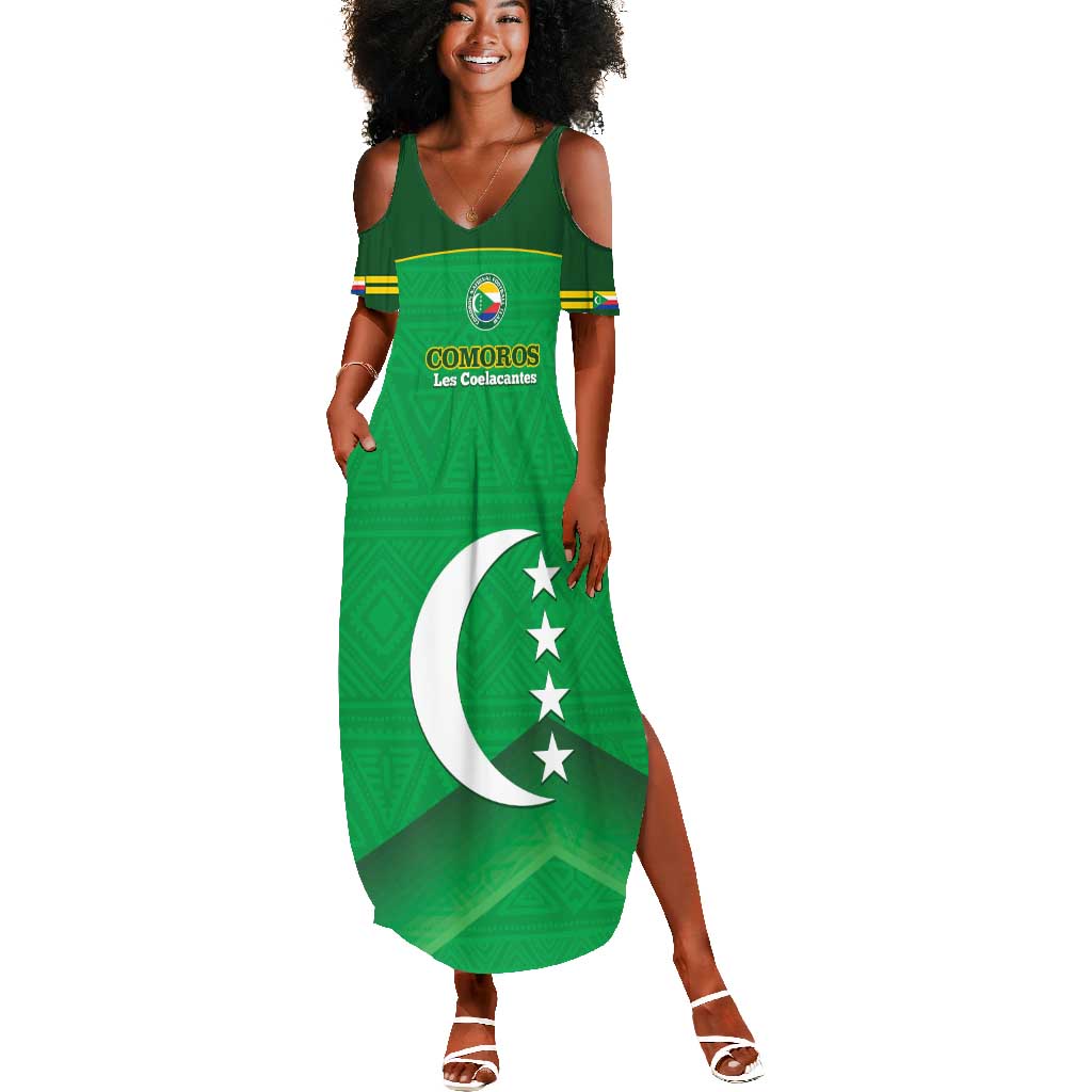 Custom Comoros Football Summer Maxi Dress Allez Les Coelacantes